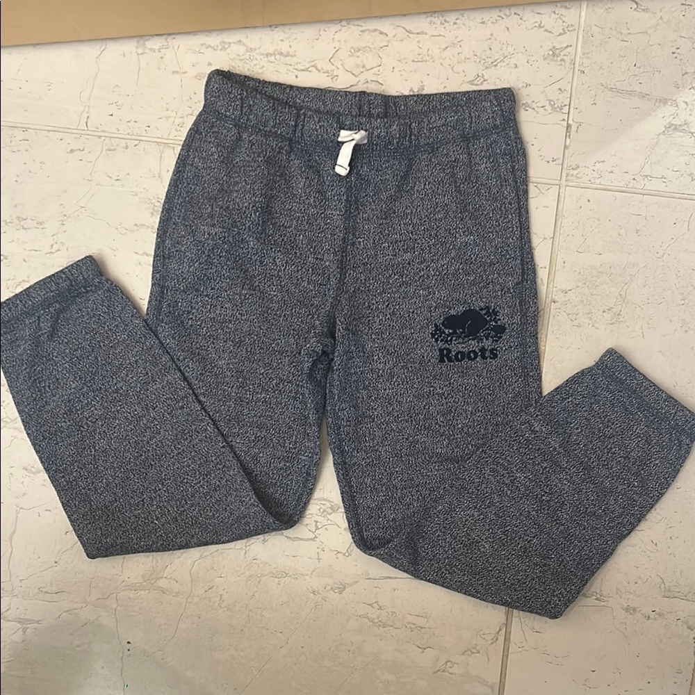 Roots Kids Blue Sweatpants with Drawstring and Logo Size 10